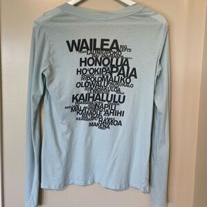 James Perse Maui sheer slub long sleeve v neck tee baby blue M